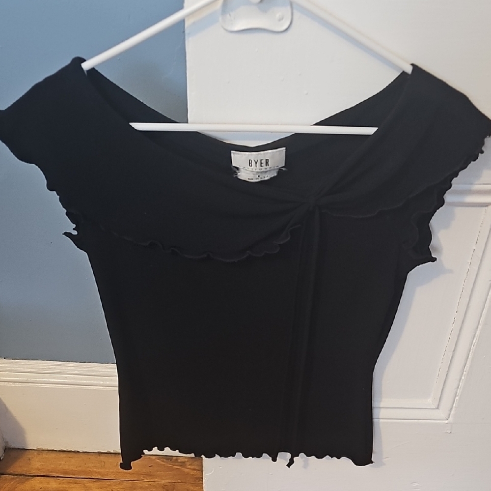 Byer California Black Ruffle Blouse